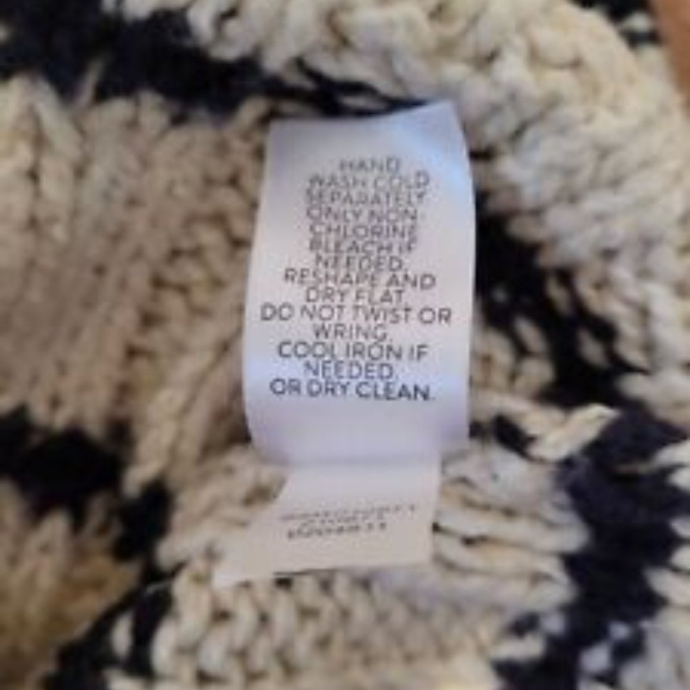 J. Jill White Chunky Knit Oversized Sweater w/ Navy Stripes ~ Size S ~ NEW! - Picture 5 of 6